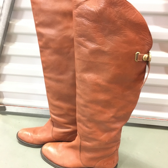 COACH Leather Over-the-Knee Flat Boot - Picture 1 of 4